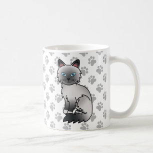 Blauw Punt Birmaan / Ragdoll Cartoon Kat & Pootjes Koffiemok