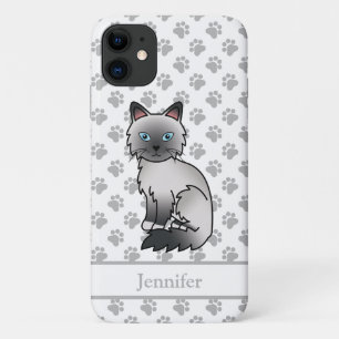 Blauw punt Birmaanse / Ragdoll Cute Kat & Naam Case-Mate iPhone Case