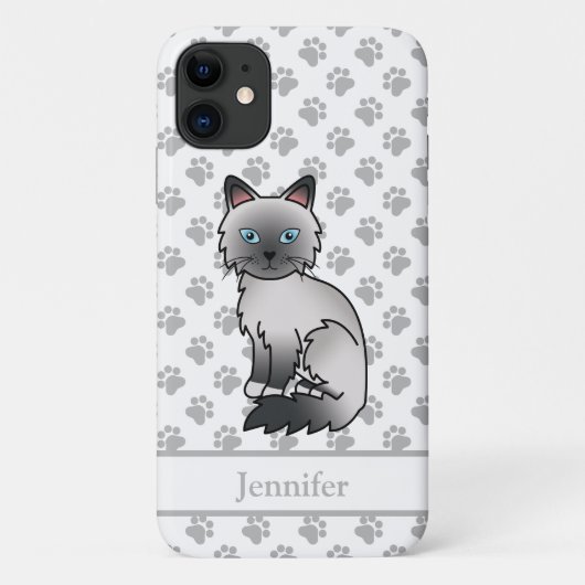 Blauw punt Birmaanse / Ragdoll Cute Kat & Naam Case-Mate iPhone Case (Achterkant)