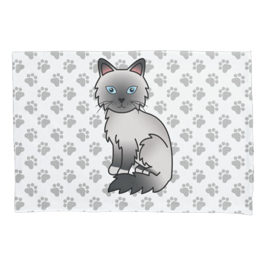 Blauw punt Birmaanse / Ragdoll Cute Kat & Pootjes Kussensloop (Voorkant)
