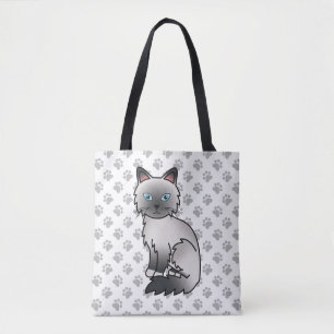 Blauw punt Birmaanse / Ragdoll Cute Kat & Pootjes Tote Bag