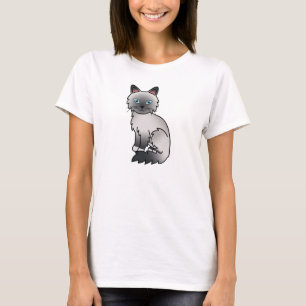 Blauw punt Birmaanse / Ragdoll kat cartoon tekenin T-shirt
