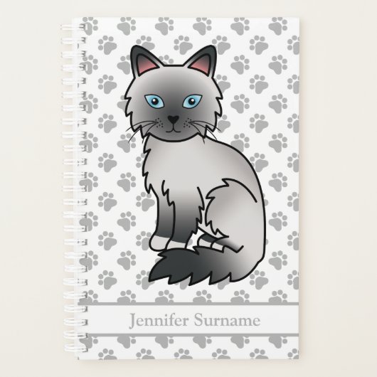 Blauw punt Birmaanse / Ragdoll kat en poten & teks Planner (Voorkant)