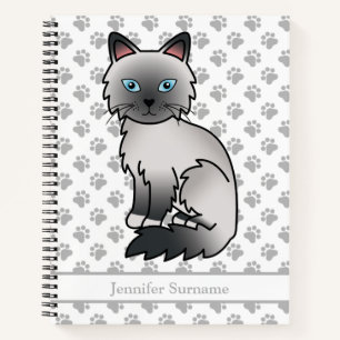 Blauw punt Birman / Ragdoll kat & aangepaste tekst Notitieboek