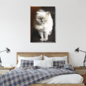 Blauw punt Himalayan Kat ziet er geïrriteerd uit Canvas Afdruk (Insitu (Slaapkamer))