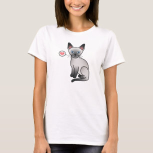 Blauw punt Siamees kat Cute Cartoon Illustratie T-shirt