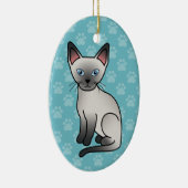 Blauw punt Siamese Cat Cute Cartoon Illustratie Keramisch Ornament (Rechts)
