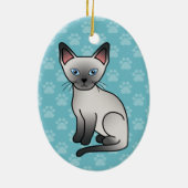 Blauw punt Siamese Cat Cute Cartoon Illustratie Keramisch Ornament (Achterkant)