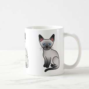 Blauw punt Siamese kat Cute Cartoon Illustratie Koffiemok