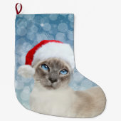 Blauw punt Siamese kat kerst Grote Kerstsok (Voorkant)