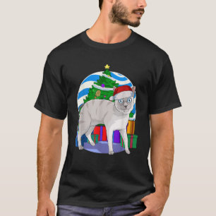 Blauw punt Siamese kat met kerstkerstmis D T-shirt