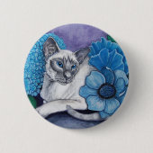 Blauw punt Siamese kat Ronde Button 5,7 Cm (Voorkant)