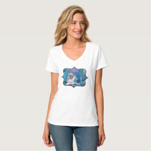 Blauw punt Siamese kat T-shirt