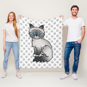 Blauw punt tabby Birmaanse kat / Ragdoll Cute Kat  Fleece Deken