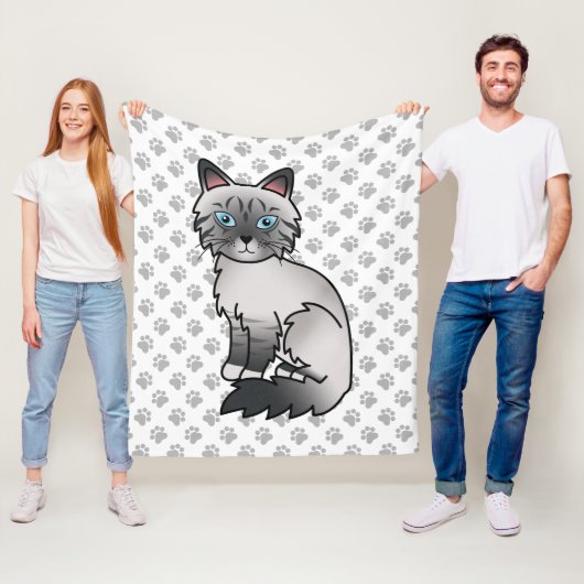 Blauw punt tabby Birmaanse kat / Ragdoll Cute Kat  Fleece Deken (In situ)