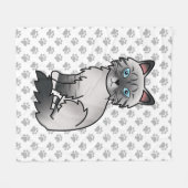 Blauw punt tabby Birmaanse kat / Ragdoll Cute Kat  Fleece Deken (Voorkant (Horizontaal))