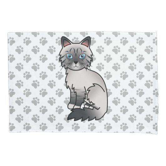 Blauw punt tabby Birmaanse kat / Ragdoll Cute Kat  Kussensloop (Voorkant)