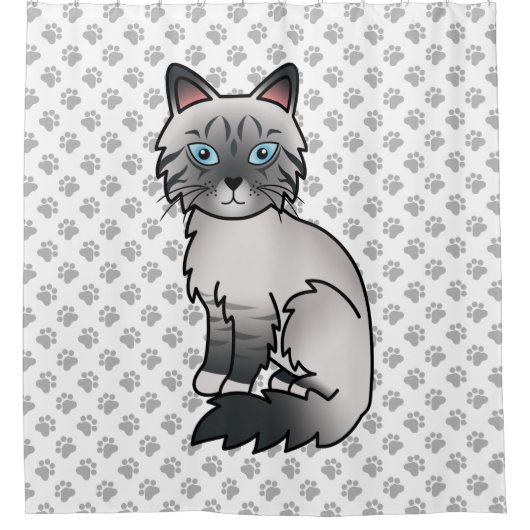 Blauw punt tabby Birmaanse / Ragdoll kat & poten Douchegordijn (Voorkant)