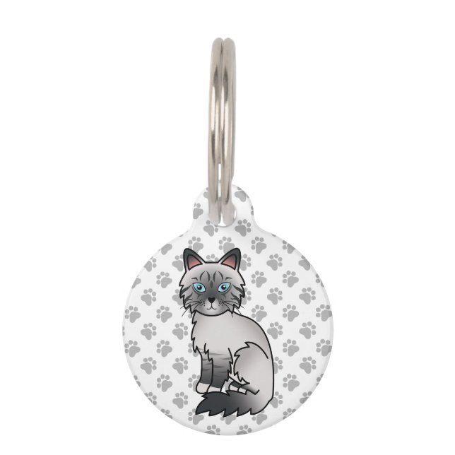 Blauw punt Tabby Birman/Ragdoll Cat & Pet's Info Huisdierpenning (Voorkant)