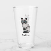 Blauw punt tabby Birman / Ragdoll Mooie Kat & Naam Glas (Achterkant)