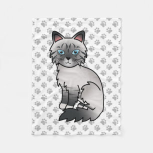 Blauw punt tabby Birman / Ragdoll Mooie kat & Poot Fleece Deken