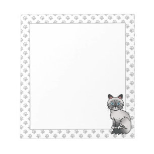 Blauw punt tabby Birman / Ragdoll Mooie Kat & Poot Notitieblok