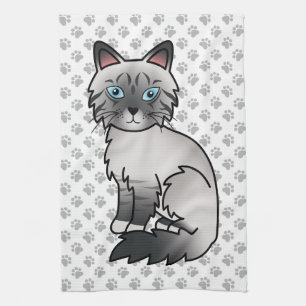 Blauw punt tabby Birman / Ragdoll Mooie kat & Poot Theedoek