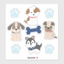 Blauw Puppy Sticker Sheet