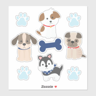 Blauw Puppy Sticker Sheet