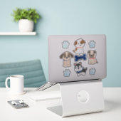 Blauw Puppy Sticker Sheet (Laptop op bureau)