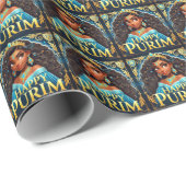 Blauw Purim Prinses Inpakpapier 2 (Rol Hoek)