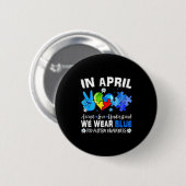 Blauw puzzel autisme bewustzijn in april acceptere ronde button 5,7 cm (Voorkant /achterkant)