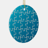 Blauw puzzelpatroon keramisch ornament (Rechts)