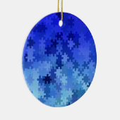 Blauw puzzelpatroon keramisch ornament (Rechts)