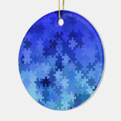 Blauw puzzelpatroon keramisch ornament (Links)
