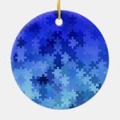 Blauw puzzelpatroon keramisch ornament (Achterkant)
