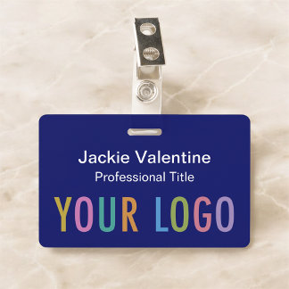 Blauw PVC Naam Badge met Clip Lanyard of Reel