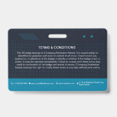 Blauw QR-code foto ID-badge | Zakelijke medewerker Badge (Achterkant)