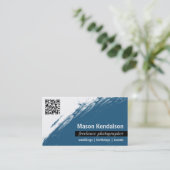 Blauw QR CODE Fotograaf Visitekaartje (Staand voorkant)