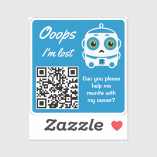 Blauw QR-sticker voor terugkeer van verloren voorw Sticker