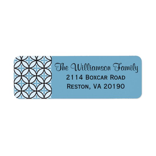 Blauw Quatrefoil Cross Label (Voorkant)