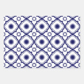 Blauw Quatrefoil Inpakpapier Vel (Voorkant 2)