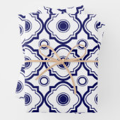 Blauw Quatrefoil Inpakpapier Vel (In situ)