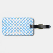 Blauw Quatrefoil-patroon Bagagelabel (Achterkant horizontaal)