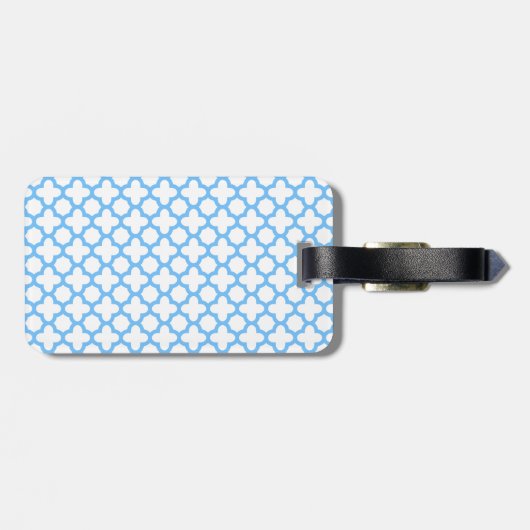 Blauw Quatrefoil-patroon Bagagelabel (Achterkant horizontaal)