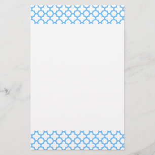 Blauw Quatrefoil-patroon Briefpapier