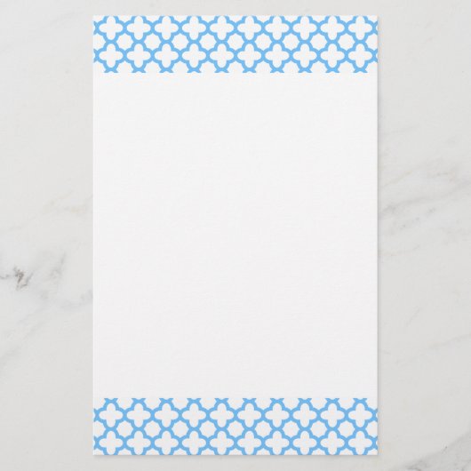 Blauw Quatrefoil-patroon Briefpapier (Voorkant)