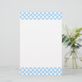 Blauw Quatrefoil-patroon Briefpapier (Staand voorkant)