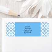 Blauw Quatrefoil-patroon Etiket (Insitu)