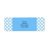 Blauw Quatrefoil-patroon Etiket (Voorkant)